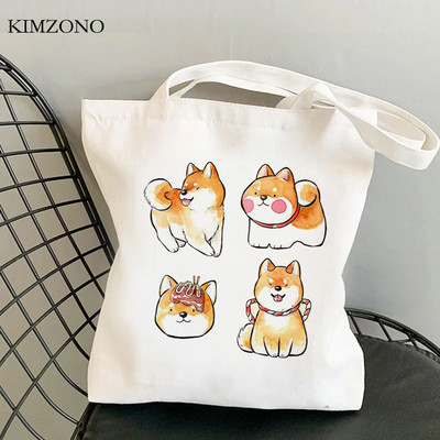 Shiba Inu iepirkumu soma tote rokassomiņa iepirkšanās atkārtoti lietojama pircējs eko soma džutas bolsas ecologicas austa greifers