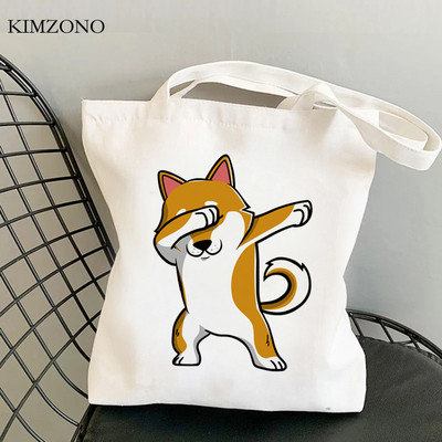 Shiba Inu iepirkumu soma tote rokassomiņa iepirkšanās atkārtoti lietojama pircējs eko soma džutas bolsas ecologicas austa greifers