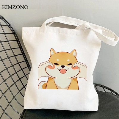 Shiba Inu iepirkumu soma tote rokassomiņa iepirkšanās atkārtoti lietojama pircējs eko soma džutas bolsas ecologicas austa greifers
