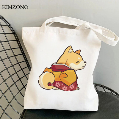 Shiba Inu iepirkumu soma tote rokassomiņa iepirkšanās atkārtoti lietojama pircējs eko soma džutas bolsas ecologicas austa greifers