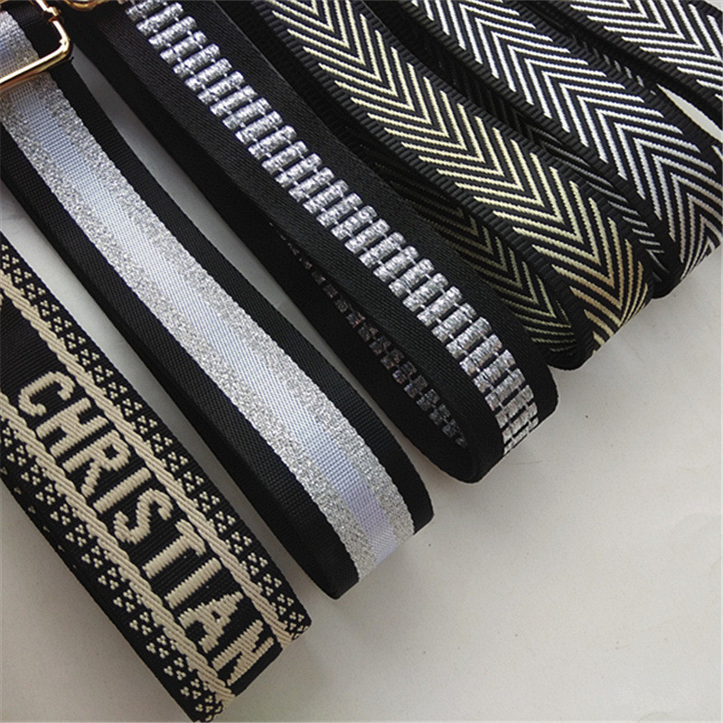 3,8 cm-es csíkos táskaöv, állítható fekete táskapántok női kézitáska-tartozékokhoz