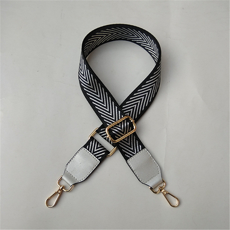 3,8 cm-es csíkos táskaöv, állítható fekete táskapántok női kézitáska-tartozékokhoz