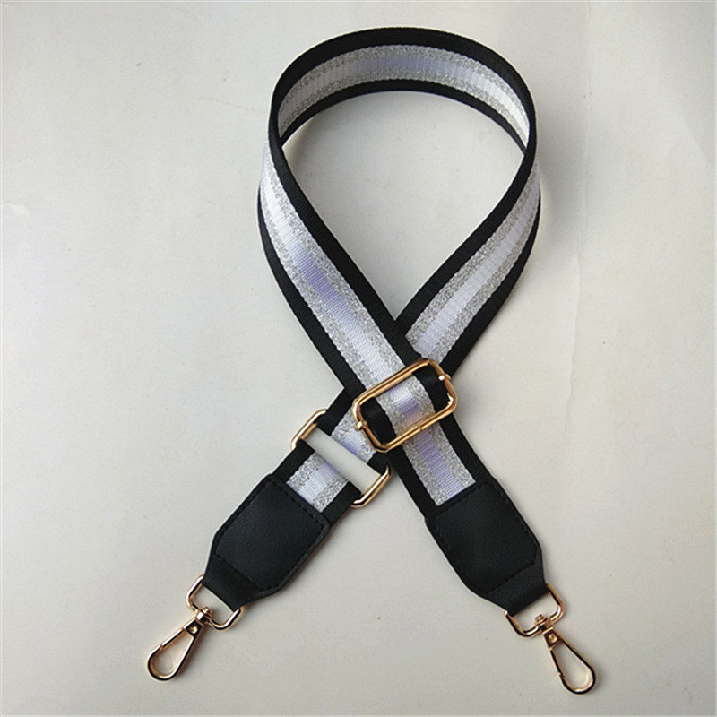 3,8 cm-es csíkos táskaöv, állítható fekete táskapántok női kézitáska-tartozékokhoz