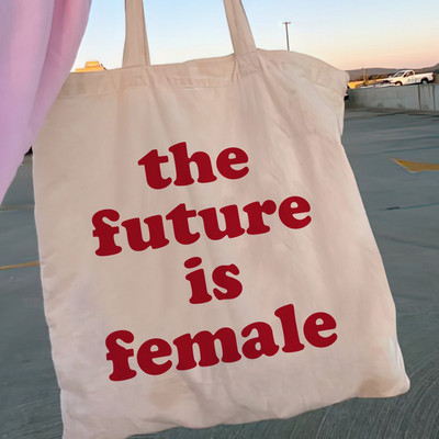 Дамска пазарска чанта The Future Is Female Canvas Shopper Bag Дамска чанта за момиче Tote Shoulder Lady Bag