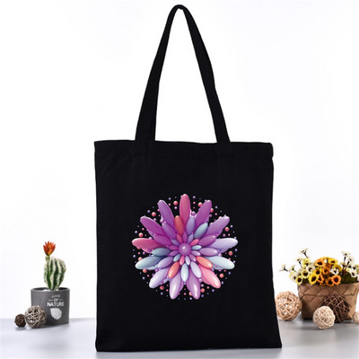 Női hordtáska vászontáska váll bevásárlótáskák divatos 3D nyomtatás szervező élelmiszerbolt vásárló kézitáska iskolai könyvcsomag lányoknak