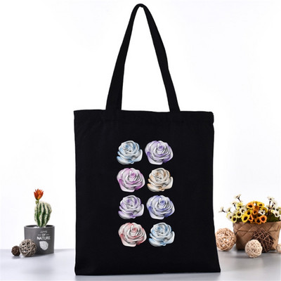 Női hordtáska vászontáska váll bevásárlótáskák divatos 3D nyomtatás szervező élelmiszerbolt vásárló kézitáska iskolai könyvcsomag lányoknak