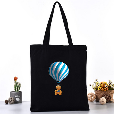 Női hordtáska vászontáska váll bevásárlótáskák divatos 3D nyomtatás szervező élelmiszerbolt vásárló kézitáska iskolai könyvcsomag lányoknak