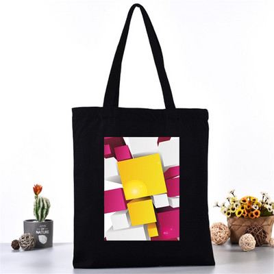 Női hordtáska vászontáska váll bevásárlótáskák divatos 3D nyomtatás szervező élelmiszerbolt vásárló kézitáska iskolai könyvcsomag lányoknak