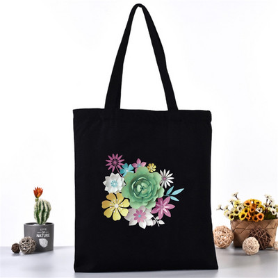 Női hordtáska vászontáska váll bevásárlótáskák divatos 3D nyomtatás szervező élelmiszerbolt vásárló kézitáska iskolai könyvcsomag lányoknak