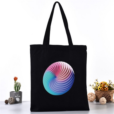 Női hordtáska vászontáska váll bevásárlótáskák divatos 3D nyomtatás szervező élelmiszerbolt vásárló kézitáska iskolai könyvcsomag lányoknak