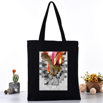 Női hordtáska vászontáska váll bevásárlótáskák divatos 3D nyomtatás szervező élelmiszerbolt vásárló kézitáska iskolai könyvcsomag lányoknak