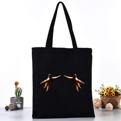 Női hordtáska vászontáska váll bevásárlótáskák divatos 3D nyomtatás szervező élelmiszerbolt vásárló kézitáska iskolai könyvcsomag lányoknak