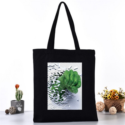 Női hordtáska vászontáska váll bevásárlótáskák divatos 3D nyomtatás szervező élelmiszerbolt vásárló kézitáska iskolai könyvcsomag lányoknak