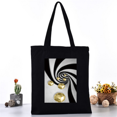 Női hordtáska vászontáska váll bevásárlótáskák divatos 3D nyomtatás szervező élelmiszerbolt vásárló kézitáska iskolai könyvcsomag lányoknak