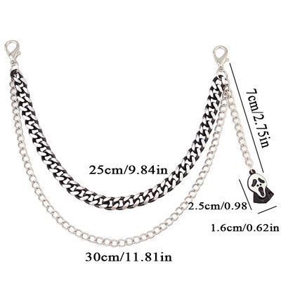 Új kétrétegű táskalánc kézitáskához Dekoratív lánc Kitűnő Halloween csontváz barkács pénztárca lánc cseretáska tartozékok