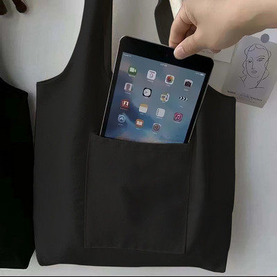 Moteriškas juodas pirkinių krepšys laisvalaikio didelės talpos violetinės raidės pradinis vardo raštas spausdintas drobinis pečių krepšys, daugkartinis