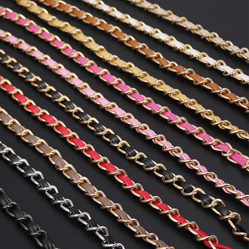 Daugiaspalviai krepšio grandinės priedai Auksiniai moteriški pečių krepšio grandinėlė Metalo krepšio grandinės dirželis kryžminio krepšio diržo grandinė rankinėms