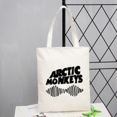 Τσάντα αγορών Arctic Monkeys Sound Wave Rock Band Eco Canvas Shopper Bolsas De Tela Bag Shoping Επαναχρησιμοποιούμενες Sacolas