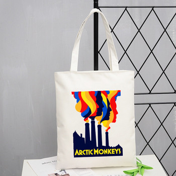 Τσάντα αγορών Arctic Monkeys Sound Wave Rock Band Eco Canvas Shopper Bolsas De Tela Bag Shoping Επαναχρησιμοποιούμενες Sacolas