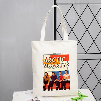 Τσάντα αγορών Arctic Monkeys Sound Wave Rock Band Eco Canvas Shopper Bolsas De Tela Bag Shoping Επαναχρησιμοποιούμενες Sacolas