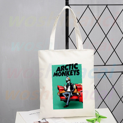 Τσάντα αγορών Arctic Monkeys Sound Wave Rock Band Eco Canvas Shopper Bolsas De Tela Bag Shoping Επαναχρησιμοποιούμενες Sacolas