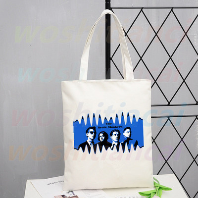 Τσάντα αγορών Arctic Monkeys Sound Wave Rock Band Eco Canvas Shopper Bolsas De Tela Bag Shoping Επαναχρησιμοποιούμενες Sacolas