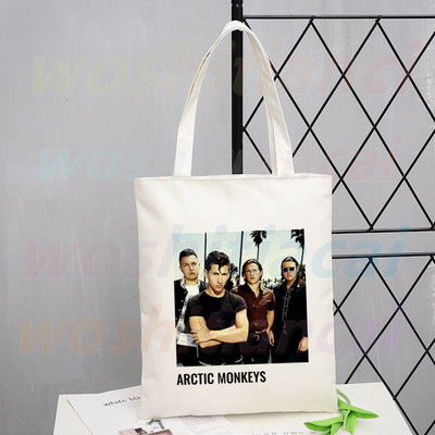 Τσάντα αγορών Arctic Monkeys Sound Wave Rock Band Eco Canvas Shopper Bolsas De Tela Bag Shoping Επαναχρησιμοποιούμενες Sacolas