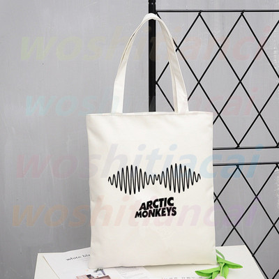 Τσάντα αγορών Arctic Monkeys Sound Wave Rock Band Eco Canvas Shopper Bolsas De Tela Bag Shoping Επαναχρησιμοποιούμενες Sacolas