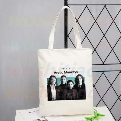 Τσάντα αγορών Arctic Monkeys Sound Wave Rock Band Eco Canvas Shopper Bolsas De Tela Bag Shoping Επαναχρησιμοποιούμενες Sacolas