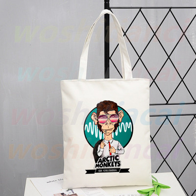 Τσάντα αγορών Arctic Monkeys Sound Wave Rock Band Eco Canvas Shopper Bolsas De Tela Bag Shoping Επαναχρησιμοποιούμενες Sacolas