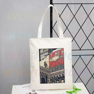 Τσάντα αγορών Arctic Monkeys Sound Wave Rock Band Eco Canvas Shopper Bolsas De Tela Bag Shoping Επαναχρησιμοποιούμενες Sacolas