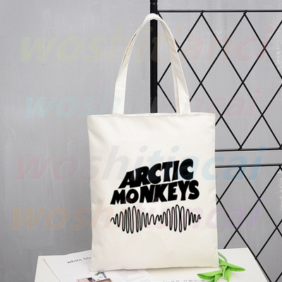 Τσάντα αγορών Arctic Monkeys Sound Wave Rock Band Eco Canvas Shopper Bolsas De Tela Bag Shoping Επαναχρησιμοποιούμενες Sacolas