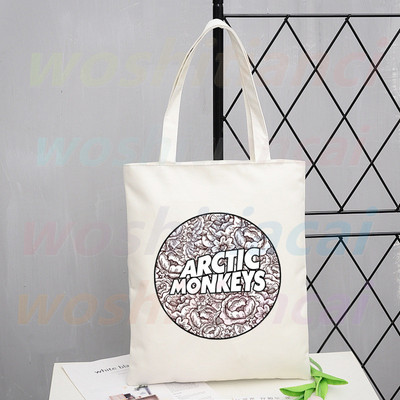 Τσάντα αγορών Arctic Monkeys Sound Wave Rock Band Eco Canvas Shopper Bolsas De Tela Bag Shoping Επαναχρησιμοποιούμενες Sacolas