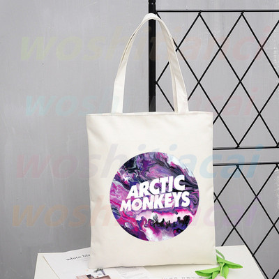 Τσάντα αγορών Arctic Monkeys Sound Wave Rock Band Eco Canvas Shopper Bolsas De Tela Bag Shoping Επαναχρησιμοποιούμενες Sacolas