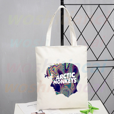 Τσάντα αγορών Arctic Monkeys Sound Wave Rock Band Eco Canvas Shopper Bolsas De Tela Bag Shoping Επαναχρησιμοποιούμενες Sacolas