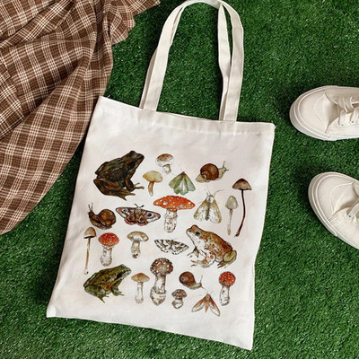 Дамски чанти Frog с голям капацитет Harajuku Cartoon Vintage Hip Hop Shopping Bag Платнена чанта Забавни дамски чанти през рамо Kawaii Girls