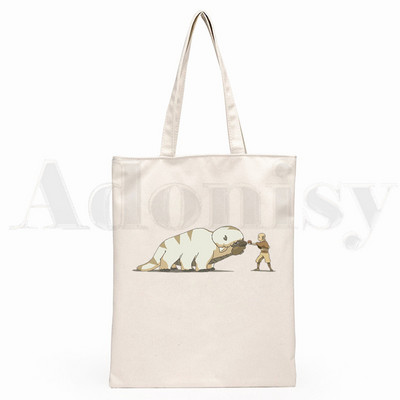 Iemiesojums The Last Airbender Aang Appa Anime Badass New Art Canvas Soma Totes Simple Print Iepirkumu somas Girls Life Casual Package