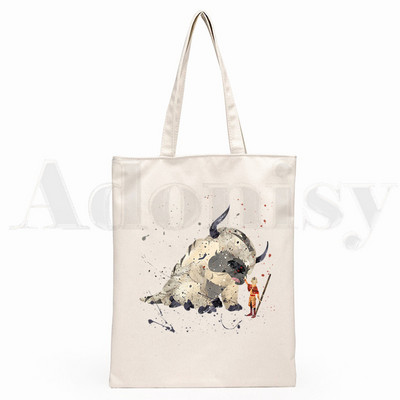 Iemiesojums The Last Airbender Aang Appa Anime Badass New Art Canvas Soma Totes Simple Print Iepirkumu somas Girls Life Casual Package