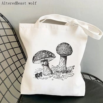 Дамска пазарска чанта Frog Mushroom Moon Printed Kawaii Bag Harajuku Shopping Canvas Shopper Bag Дамска чанта за момиче Tote Shoulder Lady Bag