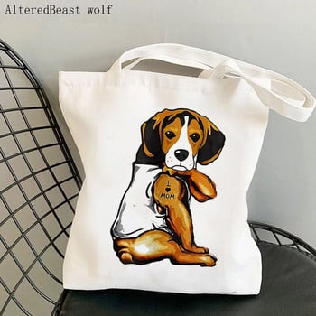 Γυναικεία τσάντα Beagle Bagel Dog χαριτωμένη τσάντα Harajuku Shopping Canvas Shopper Τσάντα tote Τσάντα κορίτσι καρτούν Shopper Shoulder Lady Bag