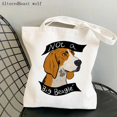 Moteriška rankinė Beagle Bagel Dog mielas krepšys Harajuku Pirkinių drobė Pirkėjų krepšys Krepšys mergina animacinis filmas Shopper pečių moteriškas krepšys