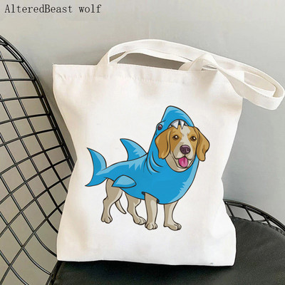 Moteriška rankinė Beagle Bagel Dog mielas krepšys Harajuku Pirkinių drobė Pirkėjų krepšys Krepšys mergina animacinis filmas Shopper pečių moteriškas krepšys