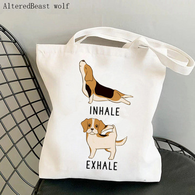 Moteriška rankinė Beagle Bagel Dog mielas krepšys Harajuku Pirkinių drobė Pirkėjų krepšys Krepšys mergina animacinis filmas Shopper pečių moteriškas krepšys