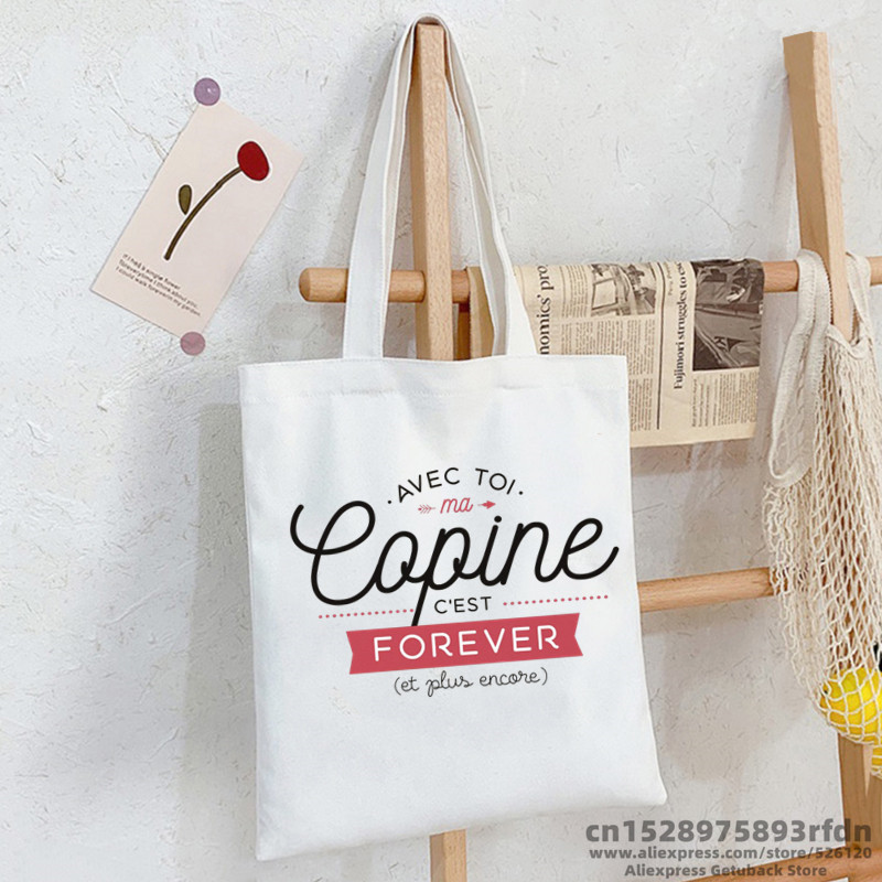 Petit bazar de ma nounou adorée Sac Femei Cumpărături Geantă tote din pânză Fată Harajuku Geanta de umăr Ulzzang pentru femei