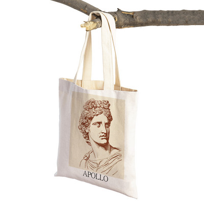 Vintage David Milo Athena Statuie Femeie abstractă Genți de cumpărături Pliabile Pânză Nordic Travel Tote Geanta de mână Supermarket Shopper Bag