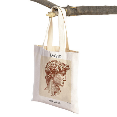 Vintage David Milo Athena Statuie Femeie abstractă Genți de cumpărături Pliabile Pânză Nordic Travel Tote Geanta de mână Supermarket Shopper Bag