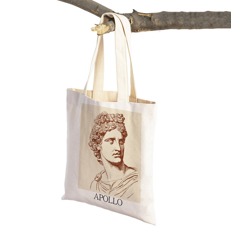 Vintage David Milo Athena Statuie Femeie abstractă Genți de cumpărături Pliabile Pânză Nordic Travel Tote Geanta de mână Supermarket Shopper Bag