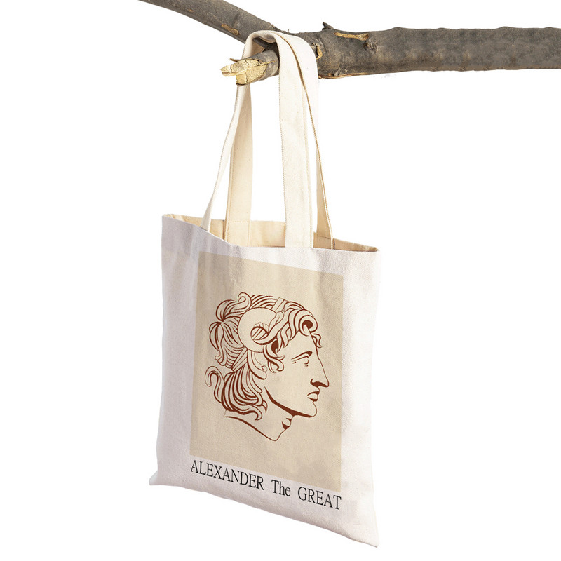 Vintage David Milo Athena Statuie Femeie abstractă Genți de cumpărături Pliabile Pânză Nordic Travel Tote Geanta de mână Supermarket Shopper Bag