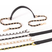 100 см/120 см дамска чанта с диагонал, метална верига, черна кожена чанта с презрамка, аксесоари, дръжка за чанта за едно рамо