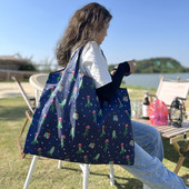 Sieviešu rokassoma 50 mārciņas plus Leopard Print iepirkumu soma, dāmas salokāma Oksfordas auduma atkārtoti lietojama augļu pārtikas maisiņš